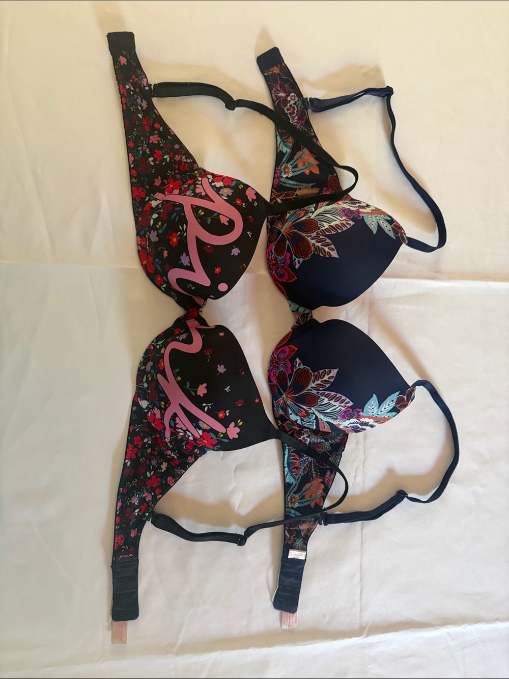 PINK Victoria's Secret White Strap with Pink Logo, push up bra